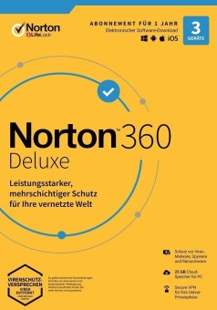 Symantec Norton 360 Deluxe, Anti-Virus, 1 Jahr, 3 Geräte 