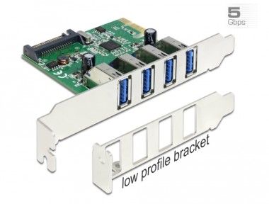 USB3.0 4-fach Erweiterung, PCIe Steckkarte, Low Profile 