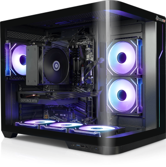 ATX-Midi Panorama Curve inkl. 6 Effektlüfter, schwarz 