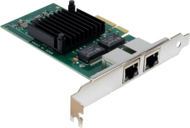 Inter-Tech ST-727, Dual Port Gigabit PCIe Netzwerkkarte, Low Profile 